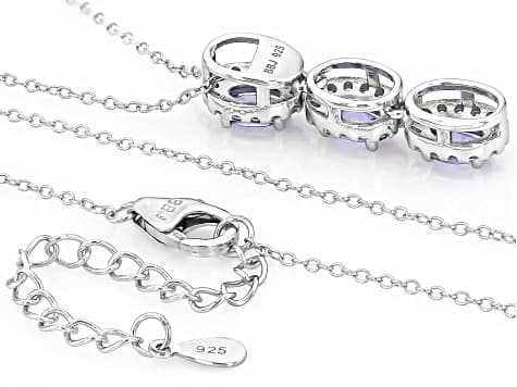 Blue Tanzanite Rhodium Over Sterling Silver Pendant with 18" Chain 1.60ctw