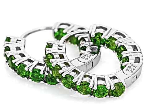 Chrome Diopside Rhodium Over Sterling Silver Huggie Earring 1.62ctw