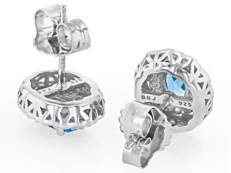 Swiss Blue Topaz Rhodium Over Sterling Silver Earrings 1.38ctw