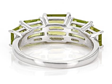 Green Peridot Rhodium Over Sterling Silver Ring 2.70ctw