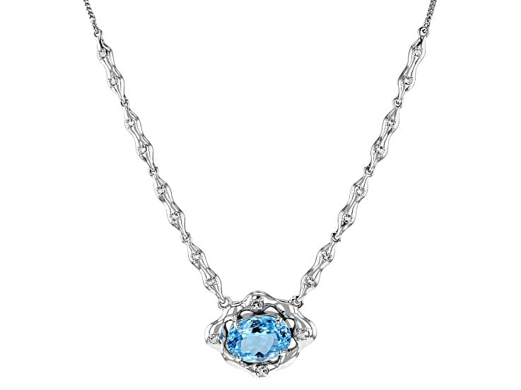 Sky Blue Topaz Rhodium Over Sterling Silver Necklace 14.34ctw