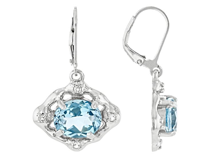 Sky Blue Topaz Rhodium Over Sterling Silver Earrings 8.25ctw