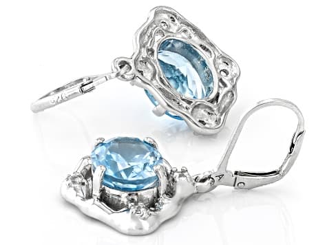 Sky Blue Topaz Rhodium Over Sterling Silver Earrings 8.25ctw