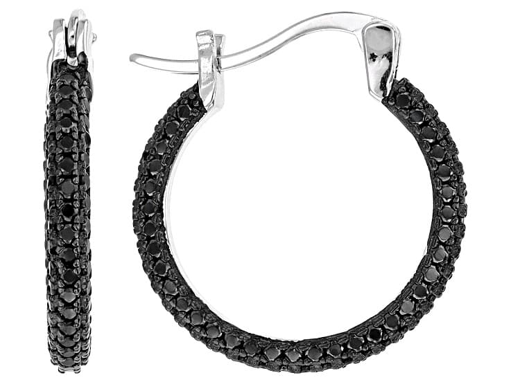 Black Spinel Rhodium Over Sterling Silver Earrings 1.17ctw