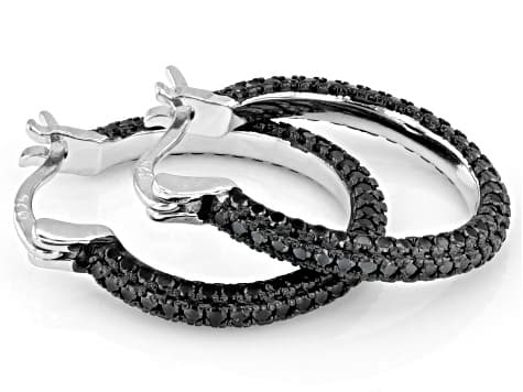 Black Spinel Rhodium Over Sterling Silver Earrings 1.17ctw