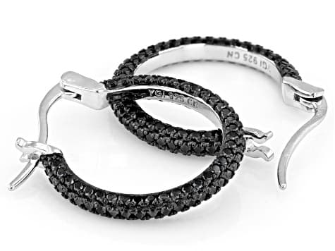 Black Spinel Rhodium Over Sterling Silver Earrings 1.17ctw