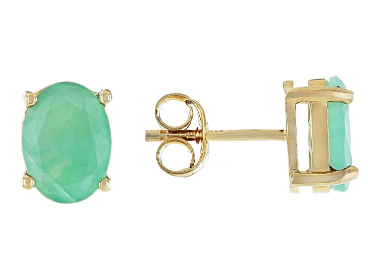 Green Emerald 18k Yellow Gold Over Sterling Silver Earrings 3.40ctw