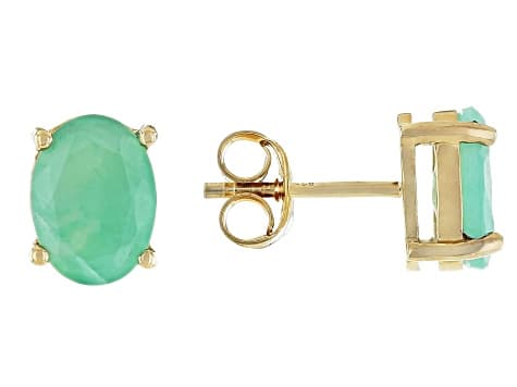 Green Emerald 18k Yellow Gold Over Sterling Silver Earrings 3.40ctw