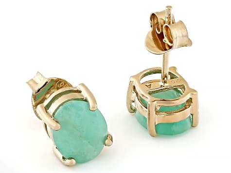 Green Emerald 18k Yellow Gold Over Sterling Silver Earrings 3.40ctw