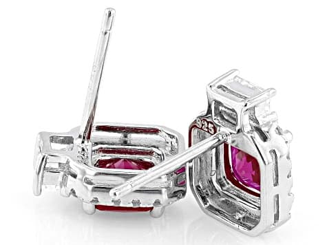 Red Lab Created Ruby Rhodium Over Sterling Silver Earrings 2.81ctw