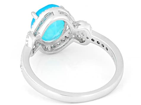 Paraiba Blue Opal Rhodium Over Sterling Silver Ring 1.60ctw
