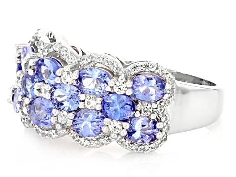 Blue Tanzanite Rhodium Over Sterling Silver Ring 2.76ctw