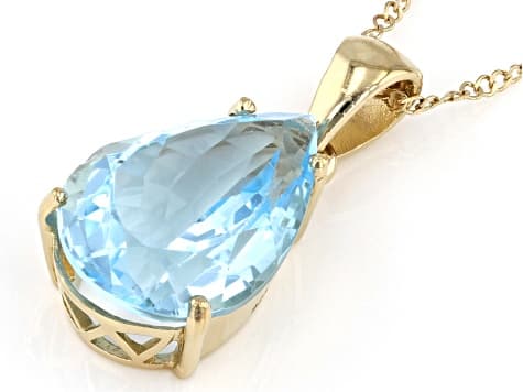 Swiss Blue Topaz 18k Yellow Gold Over Silver Pendant With Chain 11.50ctw