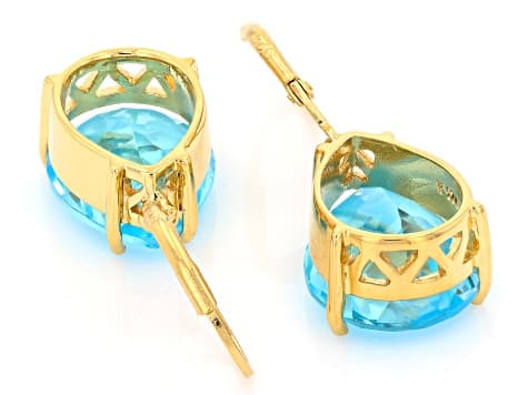 Swiss Blue Topaz 18k Yellow Gold Over Silver Earrings 19.80ctw