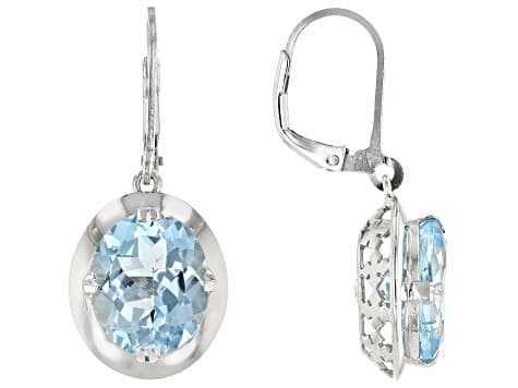 Sky Blue Topaz Rhodium Over Sterling Silver Earrings 12.00ctw