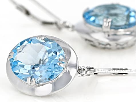 Sky Blue Topaz Rhodium Over Sterling Silver Earrings 12.00ctw
