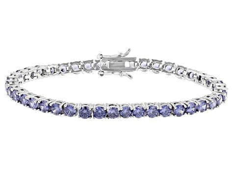 Blue Cubic Zirconia Rhodium Plated Ottone Tennis Bracelet 18.06ctw