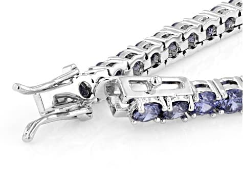 Blue Cubic Zirconia Rhodium Plated Ottone Tennis Bracelet 18.06ctw