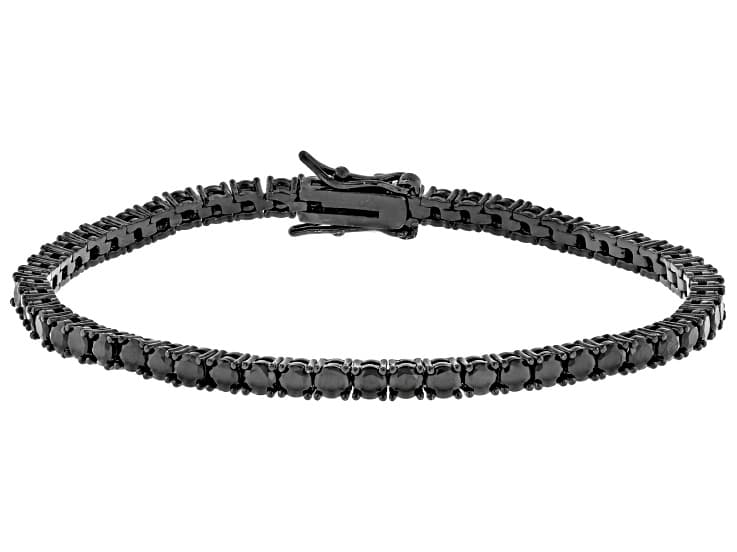 Black Cubic Zirconia, Black Rhodium Plated Tennis Bracelet 10.08ctw