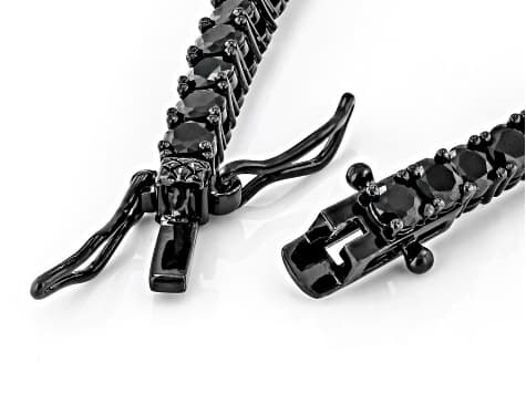 Black Cubic Zirconia, Black Rhodium Plated Tennis Bracelet 10.08ctw