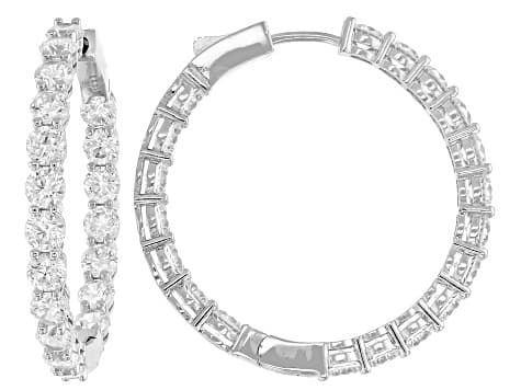 White Cubic Zirconia Rhodium Over Brass Hoops 15.00ctw