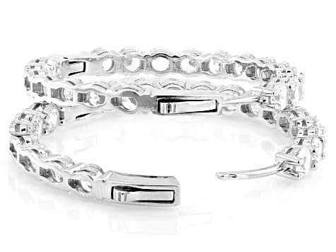 White Cubic Zirconia Rhodium Over Brass Hoops 15.00ctw