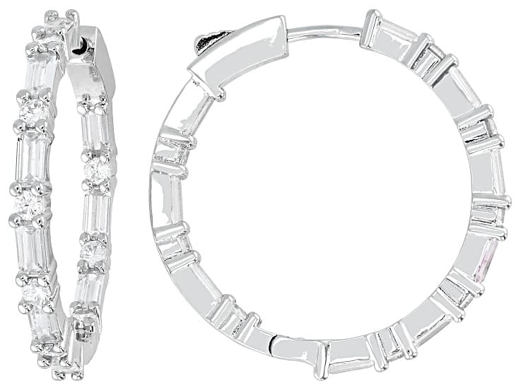 White Cubic Zirconia Rhodium Plated Hoops 7.73ctw