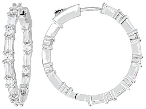 White Cubic Zirconia Rhodium Plated Hoops 7.73ctw