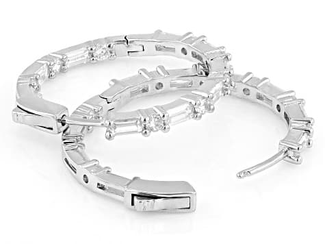 White Cubic Zirconia Rhodium Plated Hoops 7.73ctw