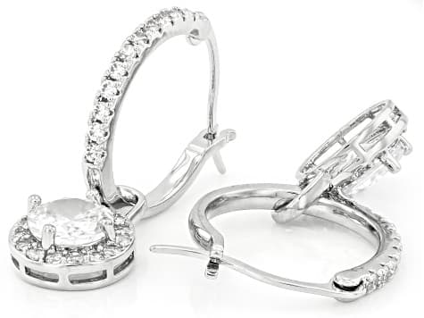 Blue, Pink, and White Cubic Zirconia Rhodium Plated Interchangeable Earring Set 14.29ctw