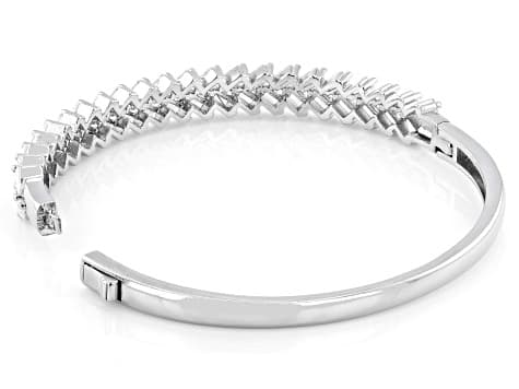 White Cubic Zirconia Rhodium Plated Bangle Bracelet 7.57ctw
