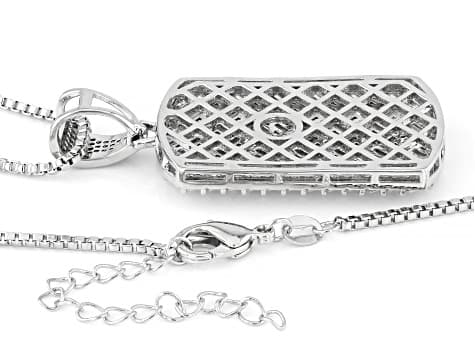 White Cubic Zirconia Rhodium Plated Dog Tag Pendant 7.52ctw