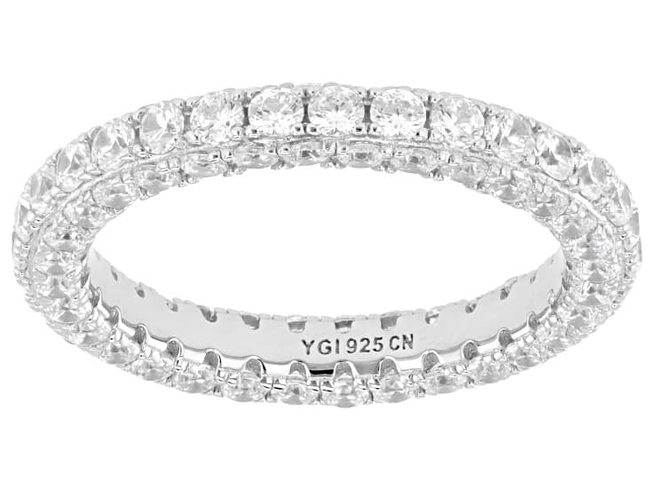 White Cubic Zirconia Rhodium Over Sterling Silver Pave Band Ring 4.29ctw