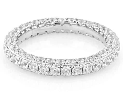 White Cubic Zirconia Rhodium Over Sterling Silver Pave Band Ring 4.29ctw