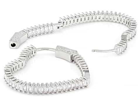 White Diamond Simulant Rhodium Plated Heart Hoop Earrings 4.90ctw