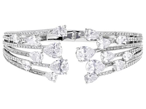 White Cubic Zirconia Rhodium Plated Cuff Bracelet 24.41ctw