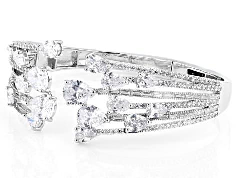 White Cubic Zirconia Rhodium Plated Cuff Bracelet 24.41ctw