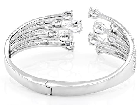 White Cubic Zirconia Rhodium Plated Cuff Bracelet 24.41ctw