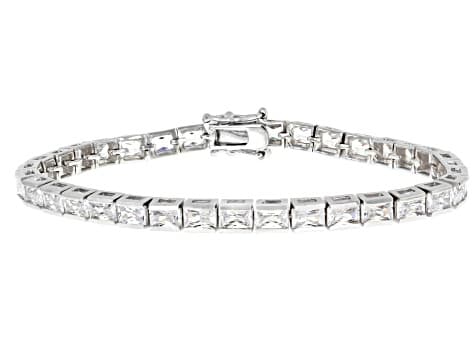 White Cubic Zirconia Rhodium Plated Tennis Bracelet Set of 3 72.66ctw