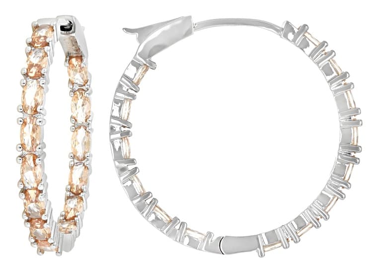 Champagne Cubic Zirconia Rhodium Plated Inside-Out Hoop Earrings 8.32ctw