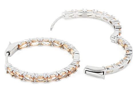 Champagne Cubic Zirconia Rhodium Plated Inside-Out Hoop Earrings 8.32ctw