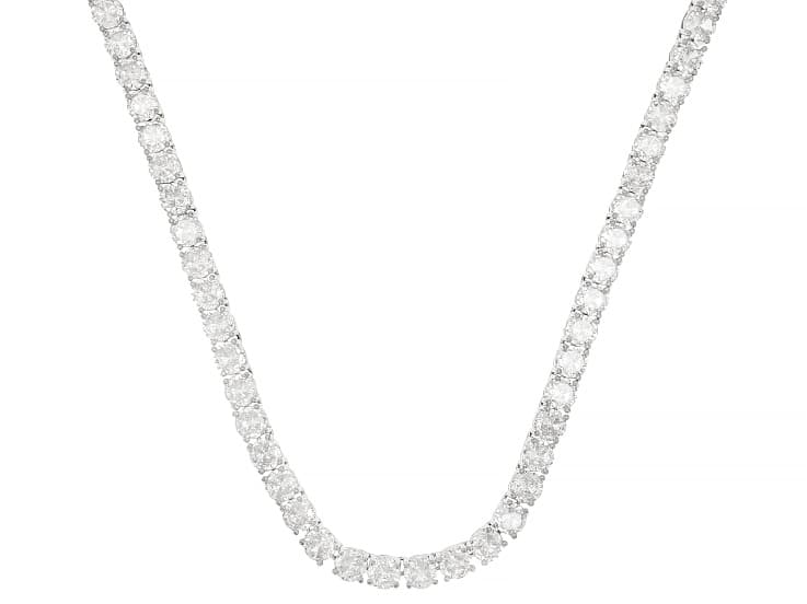 White Cubic Zirconia Rhodium Plated Necklace 94.32ctw