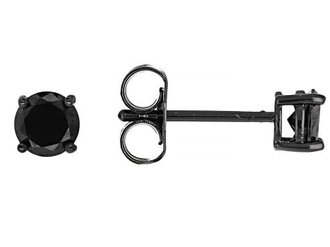 Black Cubic Zirconia Black Rhodium Plated Stud Set of 3 6.42ctw