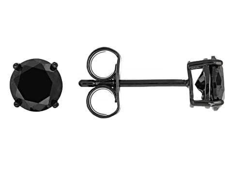Black Cubic Zirconia Black Rhodium Plated Stud Set of 3 6.42ctw