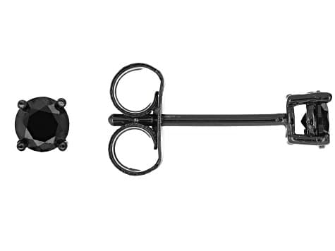 Black Cubic Zirconia Black Rhodium Plated Stud Set of 3 6.42ctw