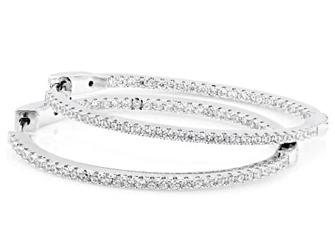 White Cubic Zirconia Rhodium Plated Hoop Earrings 1.50ctw