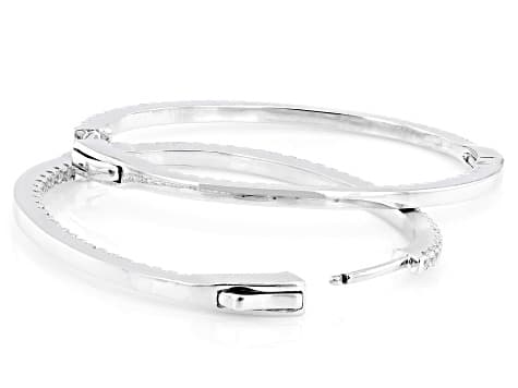 White Cubic Zirconia Rhodium Plated Hoop Earrings 1.50ctw