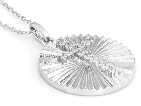 White Cubic Zirconia Rhodium Plated Pendant 0.30ctw