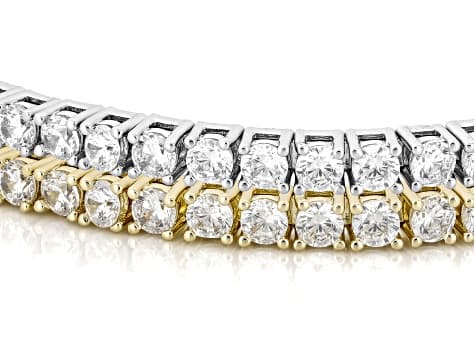 White Cubic Zirconia Rhodium And 18k Yellow Gold Plated Flex Bangle Set of 2 18.46ctw