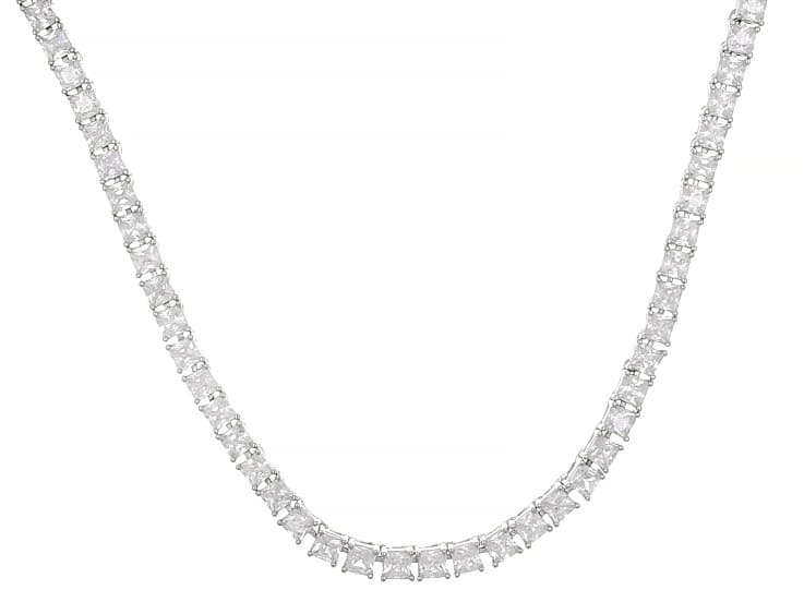 White Cubic Zirconia Rhodium Plated Necklace 36.20ctw